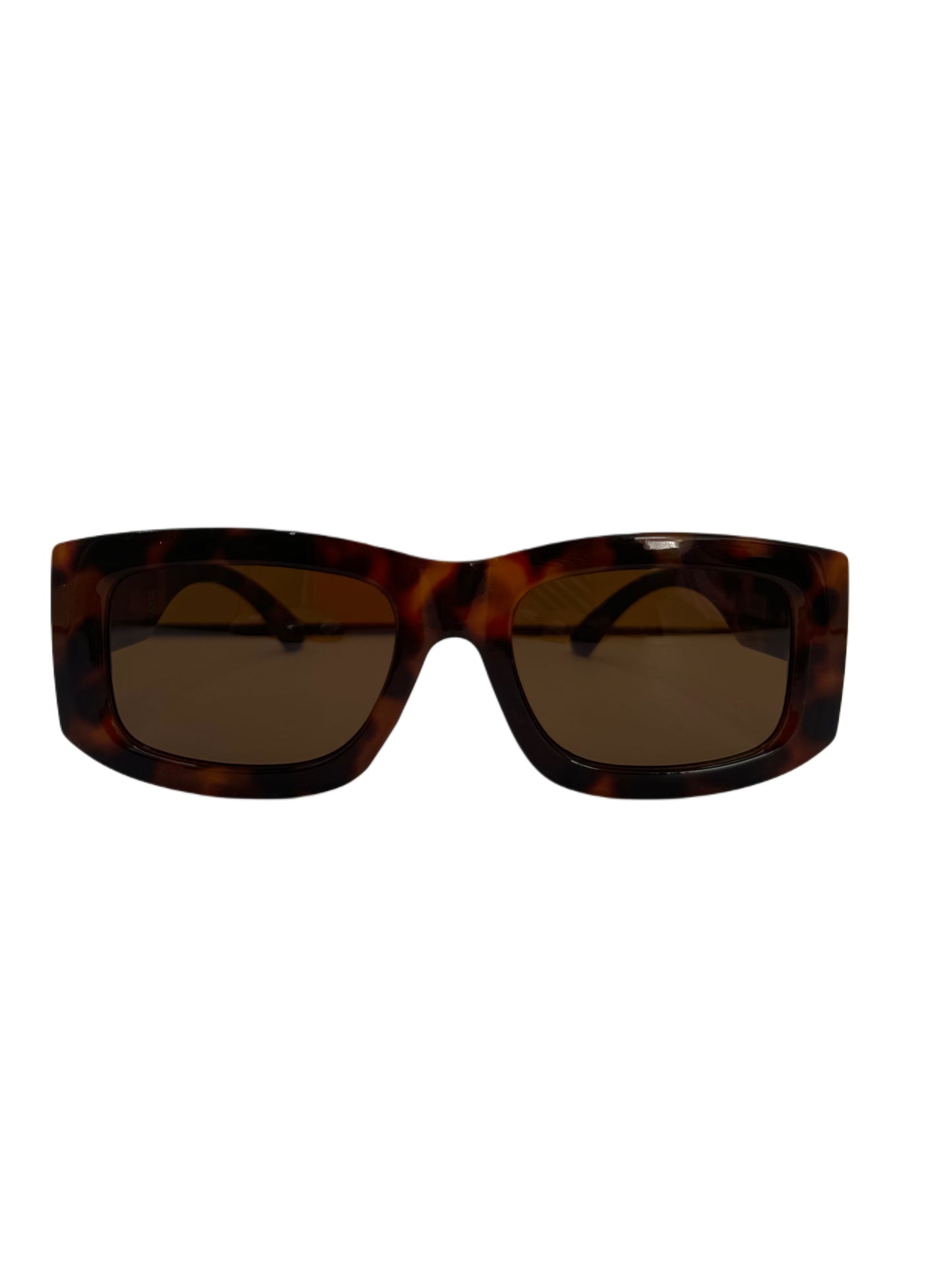 Bold Tortoiseshell Square Sunglasses with Gold Bee Accent