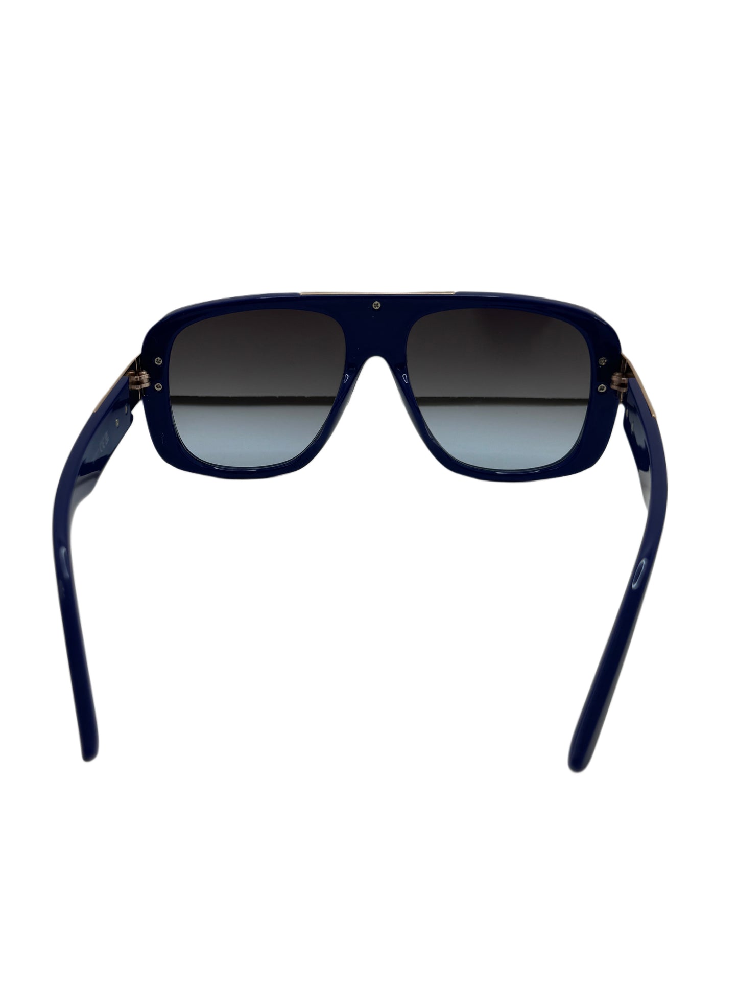 Bold Navy Blue Aviator Sunglasses with Gold Accent Detailing