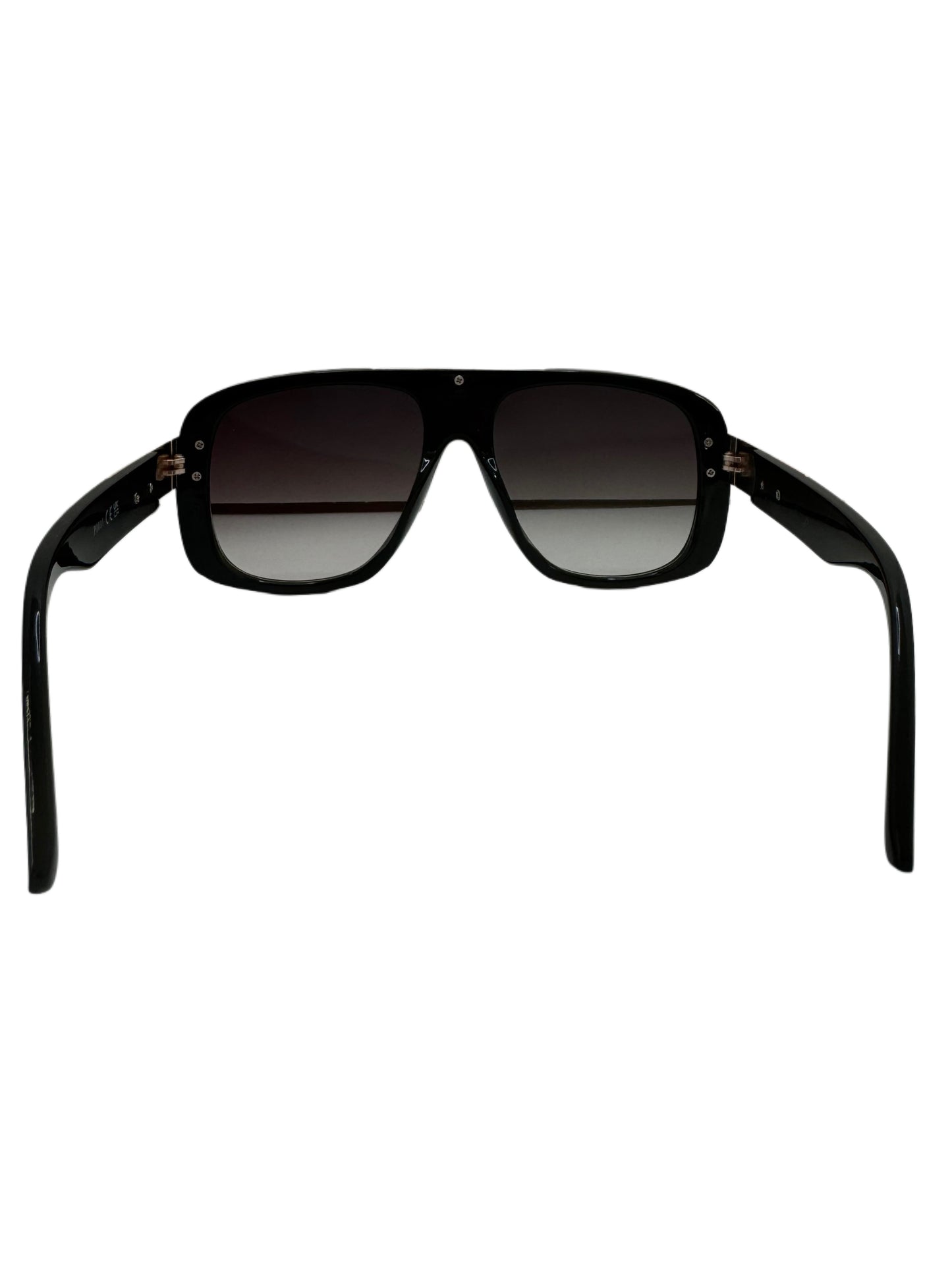 Bold Black Aviator Sunglasses with Gold Accent Detailing