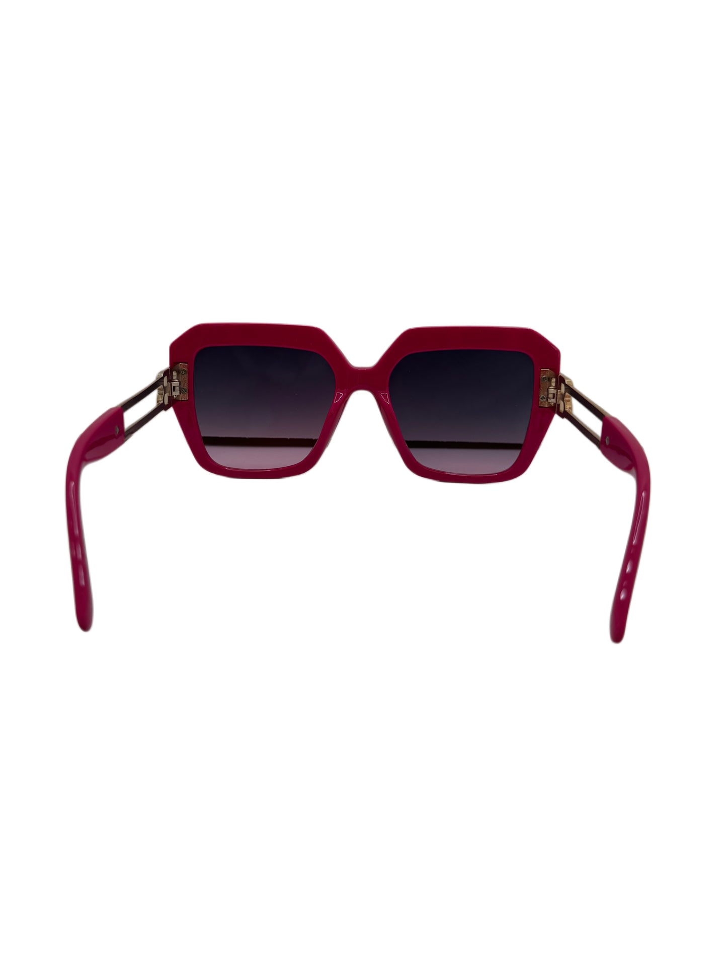 Bold Red Geometric Sunglasses with Open Metal Temples and Gradient Lenses