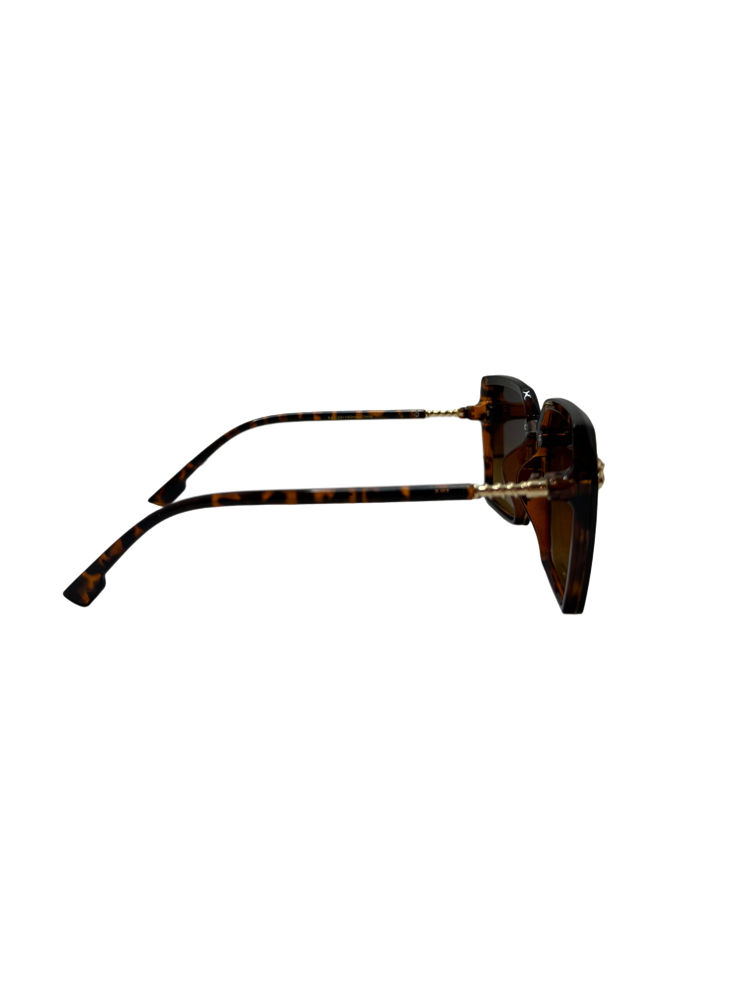 Tortoise Oversized Square Sunglasses with Bee Embellishments and Gradient Lenses