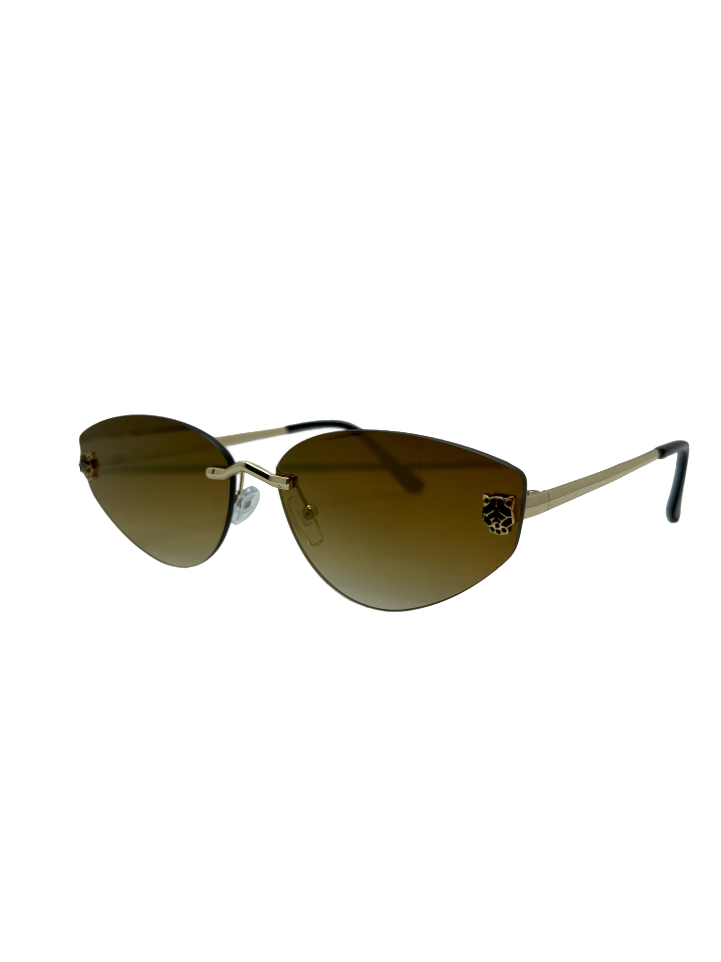 Gold Aviator Sunglasses with Gradient Brown Lenses