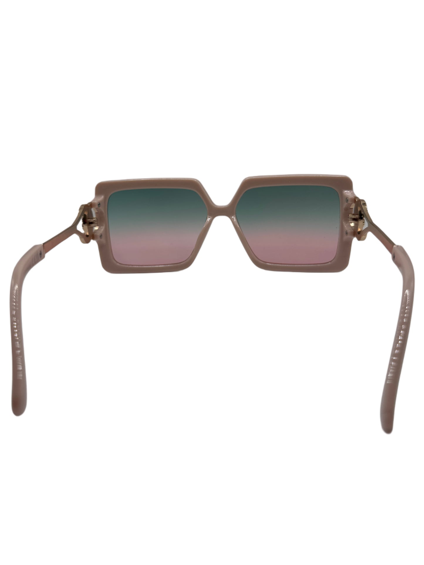 Square Gradient Sunglasses with Gold Open-Temple Accents