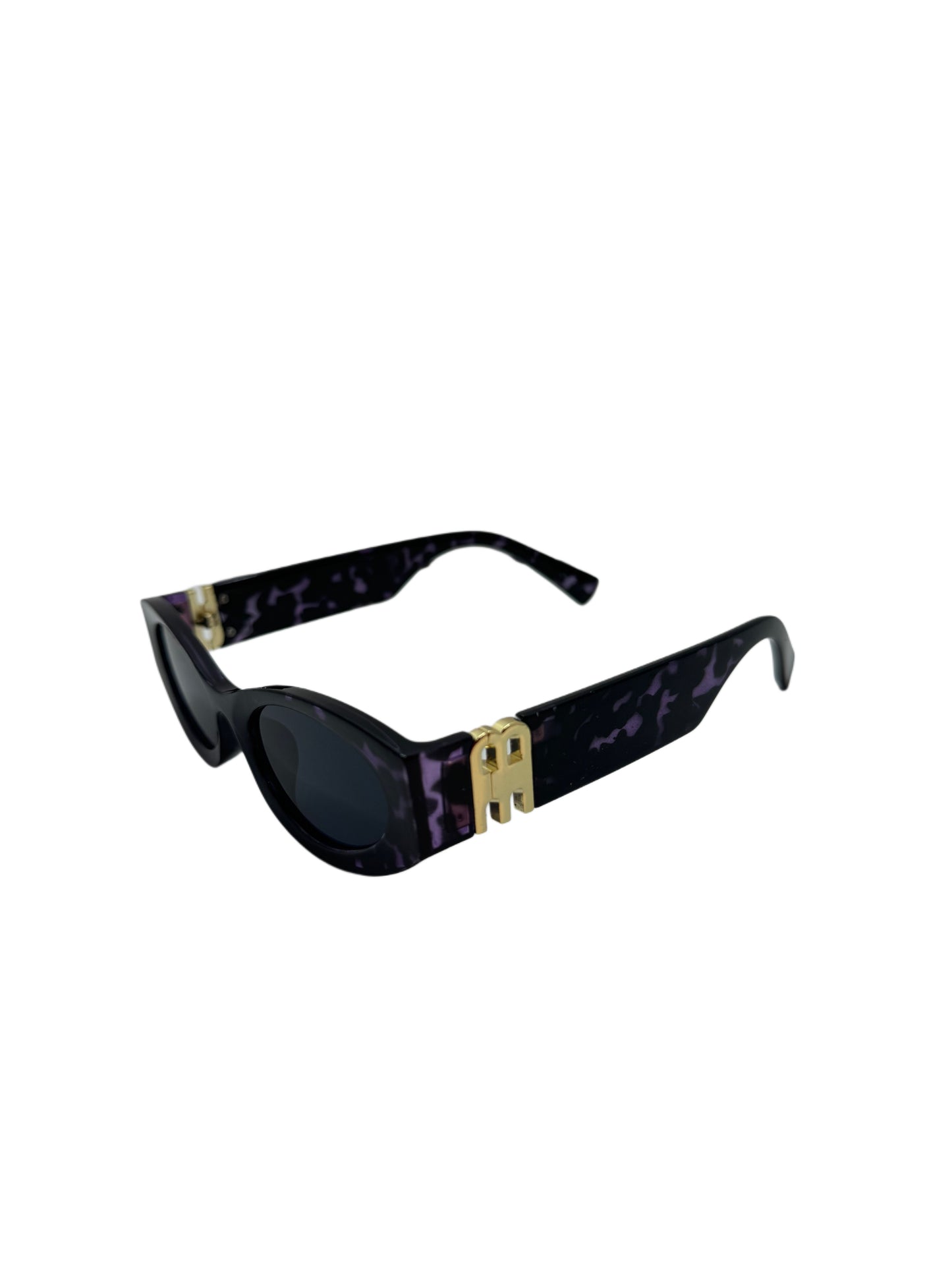 Bold Purple Cat-Eye Sunglasses with Gold Accent Temples