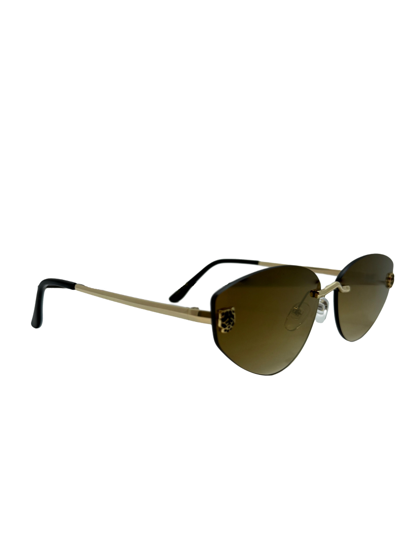Gold Aviator Sunglasses with Gradient Brown Lenses