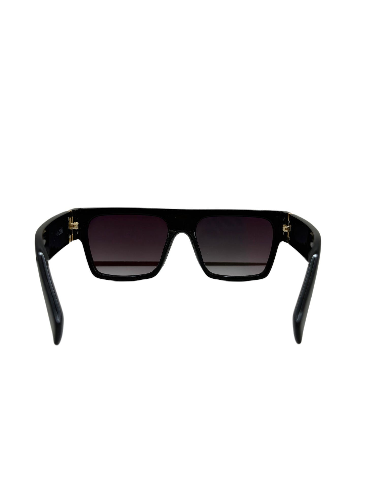 Bold Rectangular Sunglasses with Gold Accent Temples and Dark Gradient Lenses