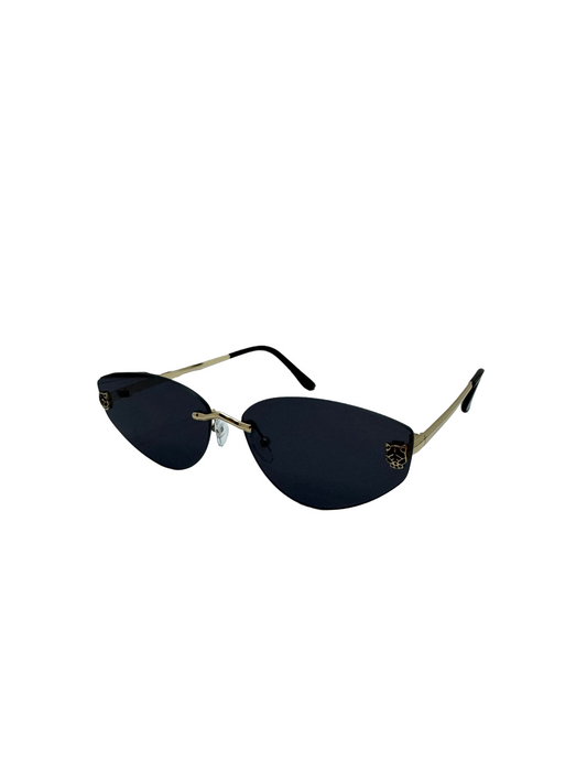 Rimless Round Sunglasses with Thin Metal Arms