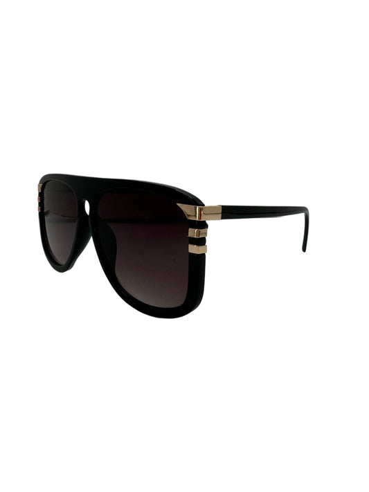 Modern Black Aviator Sunglasses with Gold Accent Temples