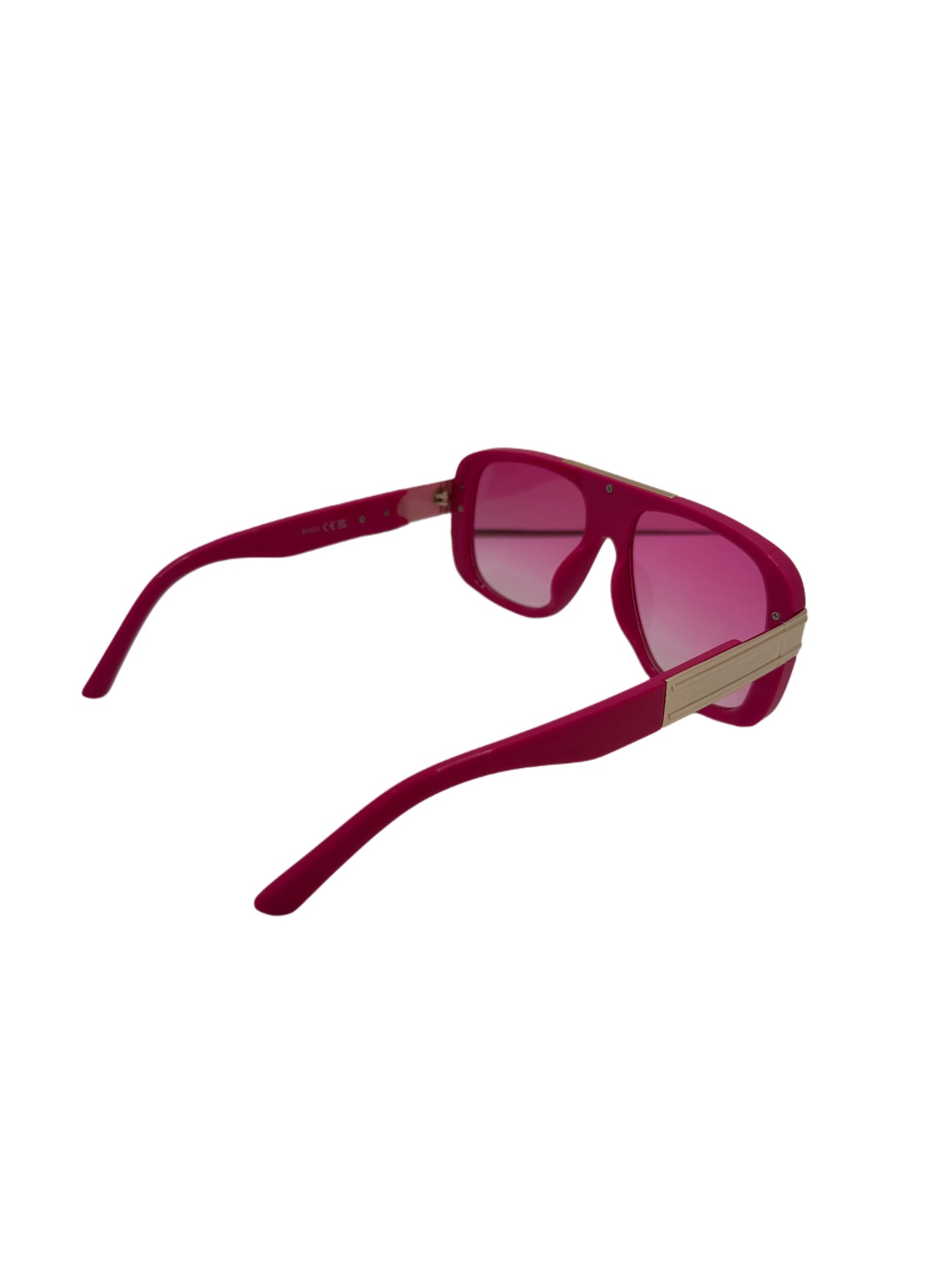 Vibrant Pink Aviator Sunglasses with Gold Accent and Pink Lenses